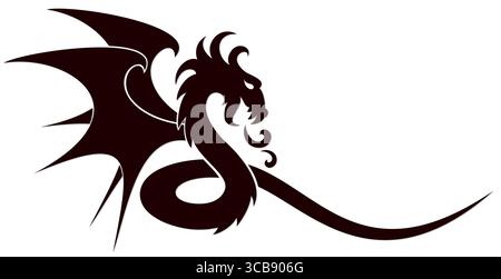Simbolo del drago stilizzato con le ali. Illustrazione Vettoriale