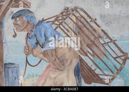 Capanna per la vendita di ostriche e ostriche nel porto di Larros a Gujan-Mestras nella baia di Arcachon, in Francia. Foto Stock