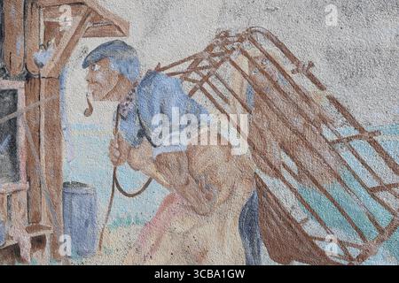 Capanna per la vendita di ostriche e ostriche nel porto di Larros a Gujan-Mestras nella baia di Arcachon, in Francia. Foto Stock