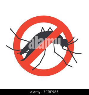 nessun segno di zanzara; ideale per imballaggi repellenti, campagne anti-malaria e materiali di sensibilizzazione sul controllo dei parassiti - illustrazione vettoriale Illustrazione Vettoriale