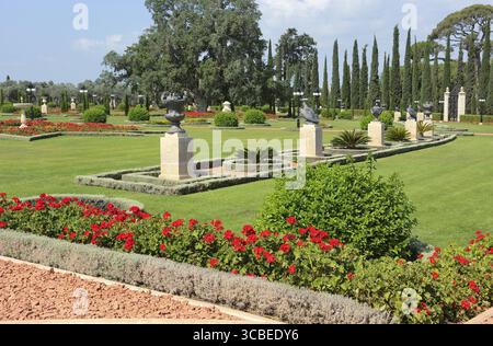 Giardini Bahai vicino alla città di Acri, Israele Foto Stock