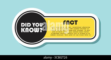 Lo sapevate che l'icona dell'adesivo è piatta? Banner fatti interessanti illustrazione vettoriale su sfondo bianco isolato. La spiegazione indica il concetto di business. Illustrazione Vettoriale