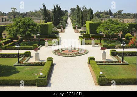 Giardini Bahai vicino alla città di Acri, Israele Foto Stock