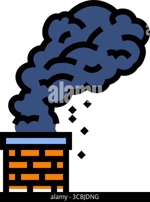 illustrazione vettoriale dell'icona del colore del fumo emessa dal camino domestico Illustrazione Vettoriale