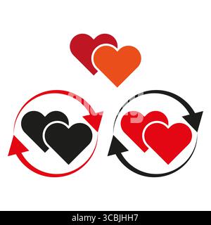 Simbolo del battito cardiaco. Illustrazione della freccia rotante. Icona della relazione d'amore. Concetto di connessione vettoriale. EPS 10. Illustrazione Vettoriale