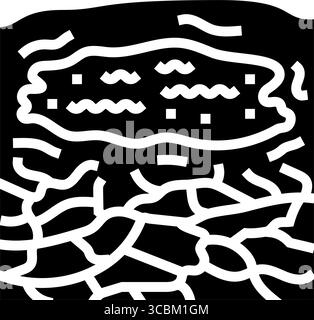 immagine vettoriale dell'icona glifo di fonte di acqua sporca con paesaggio asciutto Illustrazione Vettoriale