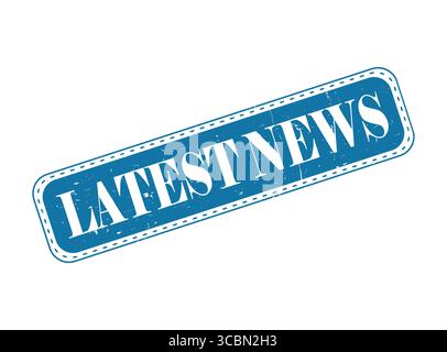 Un sigillo in gomma blu con bordo tratteggiato per le prime notizie Illustrazione Vettoriale