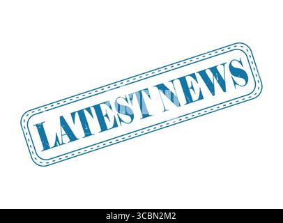 Un timbro in gomma blu per le ultime notizie per annunci e aggiornamenti tempestivi Illustrazione Vettoriale