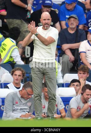 L'allenatore del Bayer Leverkusen Erik Ten Hag durante l'amichevole di pre-stagione allo Stamford Bridge, Londra. Data foto: Venerdì 8 agosto 2025. Foto Stock