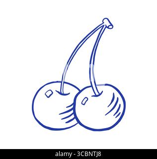 Disegnare a mano la figura del vettore ciliegia. Stile doodle. Illustrazione Vettoriale