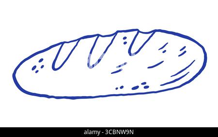 Disegnare a mano la figura del vettore del pane. Forno fresco in stile sketch. Illustrazione Vettoriale