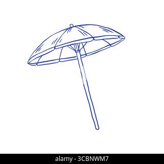 Disegna a mano un'illustrazione vettoriale per ombrellone da spiaggia d'epoca. Vacanze estive Illustrazione Vettoriale