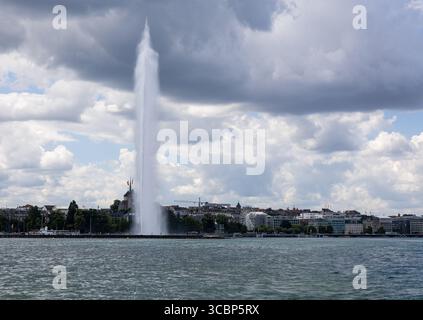 Famoso Jet d'Eau a Ginevra, in Svizzera Foto Stock