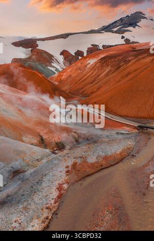 Veduta aerea dell'area geotermica di Kerlingarfjoll con le Rhyolite Peaks Foto Stock