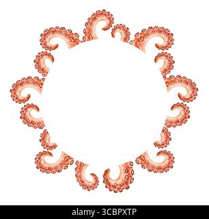 Composizione ad angolo di pesce acquerello con aragoste rosse brillanti, fette di limone e prezzemolo su sfondo bianco. Perfetto per inviti, menu, pacchetti Foto Stock