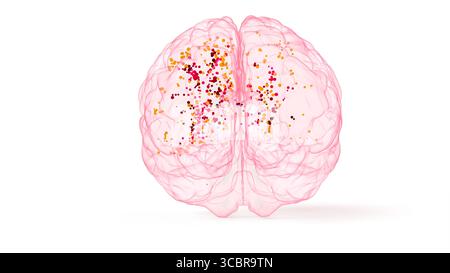 Illustrazione concettuale delle connessioni all'interno del cervello. Basato su tecniche avanzate di imaging del tensore di diffusione (DTI, Diffusion tensor Imaging) che utilizzano dati di risonanza magnetica reale (MRI, Real Magnetic Resonance Imaging). Foto Stock