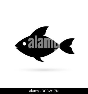 icona astratta di pesce semplice nera Illustrazione Vettoriale