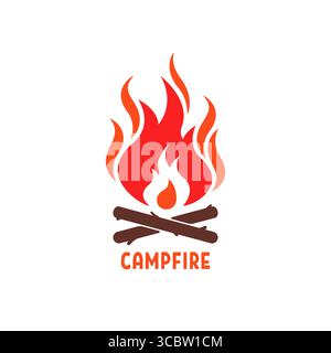 logo colorato del falò come il campeggio Illustrazione Vettoriale