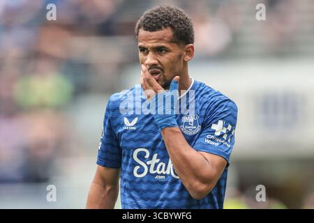 Liverpool, Regno Unito. 09 agosto 2025. Iliman Ndiaye di Everton durante l'amichevole pre-stagione Everton vs A.S. Roma all'Hill Dickinson Stadium, Liverpool, Regno Unito, 9 agosto 2025 (foto di Mark Cosgrove/News Images) a Liverpool, Regno Unito, il 9/8/2025. (Foto di Mark Cosgrove/News Images/Sipa USA) credito: SIPA USA/Alamy Live News Foto Stock