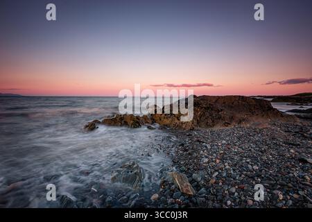Tramonto sulla baia di Dundalk, Annagassan, Louth, Repubblica d'Irlanda Foto Stock