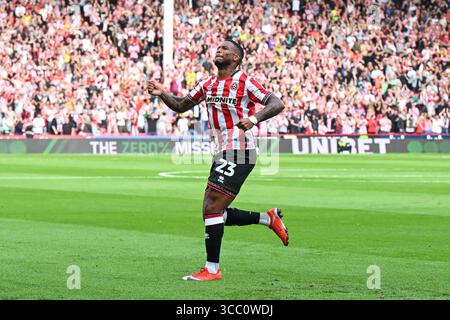Sheffield, Regno Unito. 9 agosto 2025. Tyrese Campbell dello Sheffield United celebra il suo gol nel 1-1 durante il match tra Sheffield United e Bristol City Sky Bet Championship a Bramall Lane, Sheffield. Il credito per immagini dovrebbe essere: Craig Thomas/Sportimage Credit: Sportimage Ltd/Alamy Live News Foto Stock