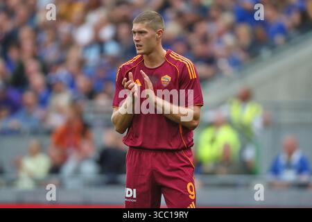 Liverpool, Regno Unito. 09 agosto 2025. 09.08.2025 Sport; calcio; Amichevole: Everton vs Roma nella foto: Artem Dovbyk(foto Gino Mancini) durante Everton vs Roma, amichevole di calcio a Liverpool, Inghilterra, 09 agosto 2025 crediti: Independent Photo Agency/Alamy Live News Foto Stock