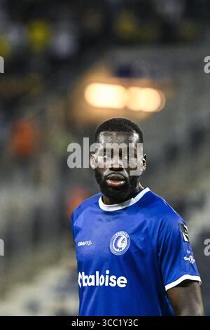 Gent, Belgio. 09 agosto 2025. Gent's Wilfried Kanga nella foto durante una partita di calcio tra KAA Gent e Royale Union Saint-Gilloise, sabato 09 agosto 2025 a Gent, il giorno 3 della prima divisione del campionato belga 'Jupiler Pro League' 2025-2026. BELGA PHOTO TOM GOYVAERTS credito: Belga News Agency/Alamy Live News Foto Stock