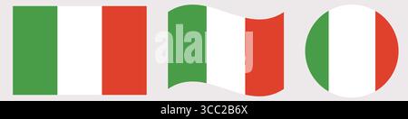 La bandiera italiana a forma circolare isolata. Set di bandiere Italia. Bandiera d'Italia. Foto Stock