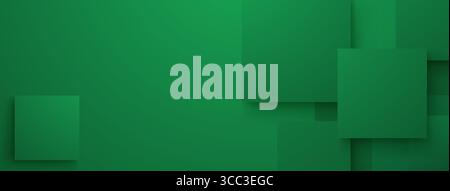 Sfondo verde astratto con varie sfumature di verde, con rettangoli e quadrati che creano un effetto stratificato. Illustrazione Vettoriale