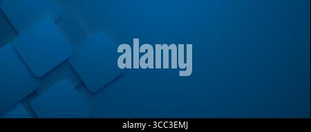 Sfondo blu astratto con rettangoli arrotondati a strati che creano un effetto di profondità sul lato sinistro. Illustrazione Vettoriale