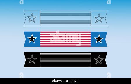 Banner a tema Memorial Day con stelle e strisce in tre stili Illustrazione Vettoriale