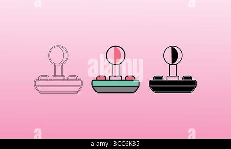 Icona joystick retro impostata su sfondo rosa gradiente Illustrazione Vettoriale