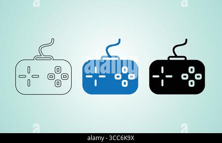 Set di icone del controller di gioco stilizzato Illustrazione Vettoriale