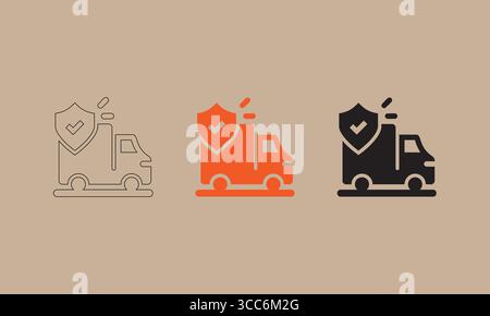 Veicolo di consegna vettoriale con icona Shield Illustrazione Vettoriale