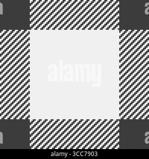 Elegante motivo Vichy bianco e nero con uno spazio vuoto centrale, ideale per aggiungere testo o immagini. Perfetto per sfondi, inviti o tessuti Illustrazione Vettoriale