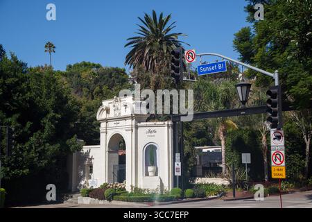 L'elegante ingresso ovest della comunità bel Air a Los Angeles, CALIFORNIA, Stati Uniti Foto Stock
