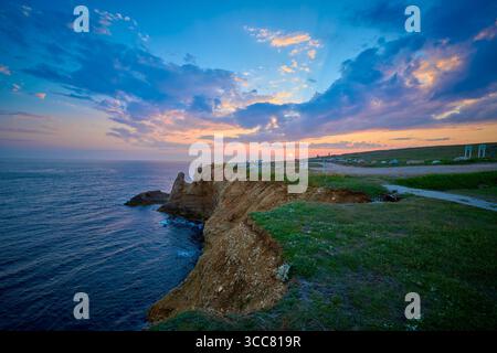 Tramonto sul Golfo di San Lorenzo a Cape St. George, Terranova. Foto Stock