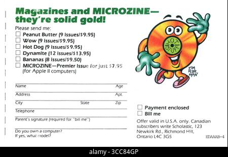 1983 annuncio sulla rivista Microzine computer Foto Stock