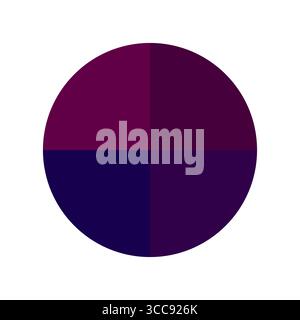 Illustrazione della tavolozza dei colori. Sezioni viola scuro. Vettore di forma circolare. Toni blu viola. Illustrazione Vettoriale