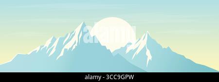 Paesaggio naturale con montagne in stile piatto. Illustrazione Vettoriale