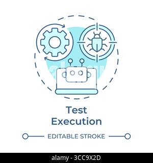 Icona Concept blu morbido esecuzione test Illustrazione Vettoriale