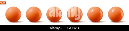 Sfere rosse lucide. Collezione di bolle 3D palline realistiche con ombre. Globo in plastica lucida vettoriale Illustrazione Vettoriale