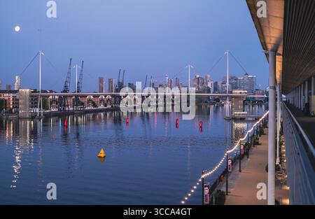 Skyline di Londra dall'Excel Foto Stock