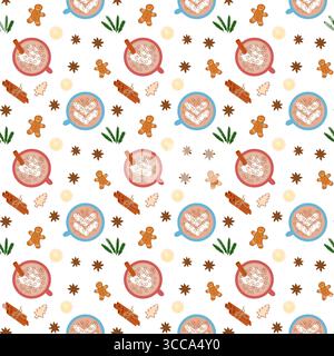 Deliziosi biscotti al pan di zenzero, cannella e caffè Illustrazione Vettoriale