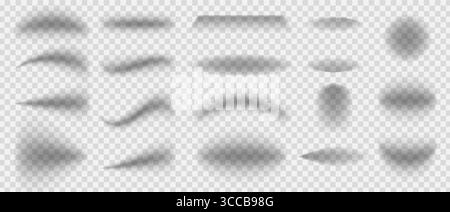 Set di ombre trasparenti di forme diverse, ombre vettoriali realistiche da diverse angolazioni e posizioni, set vettoriale di riflessi della luce cadente Illustrazione Vettoriale
