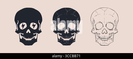 Death Skull Crossbones Set Illustrazione Vettoriale