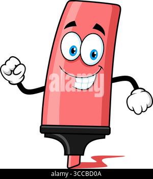 La scuola sentiva che il personaggio di Pen Cartoon scriveva. Illustrazione vettoriale disegnata a mano isolata su sfondo trasparente Illustrazione Vettoriale