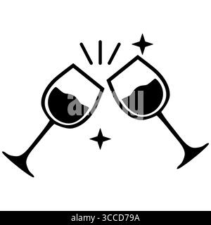 icona di calice. firma degli occhiali clink. Simbolo di saluto. stile piatto. Foto Stock