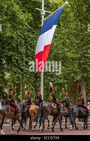 Troopers of the Kings Troop Royal Horse Artillery, The Mall, Londra, Inghilterra, Regno Unito Foto Stock
