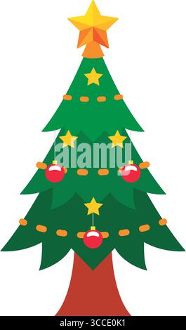 Icona decorata dell'albero di natale. Vettore Illustrazione Vettoriale